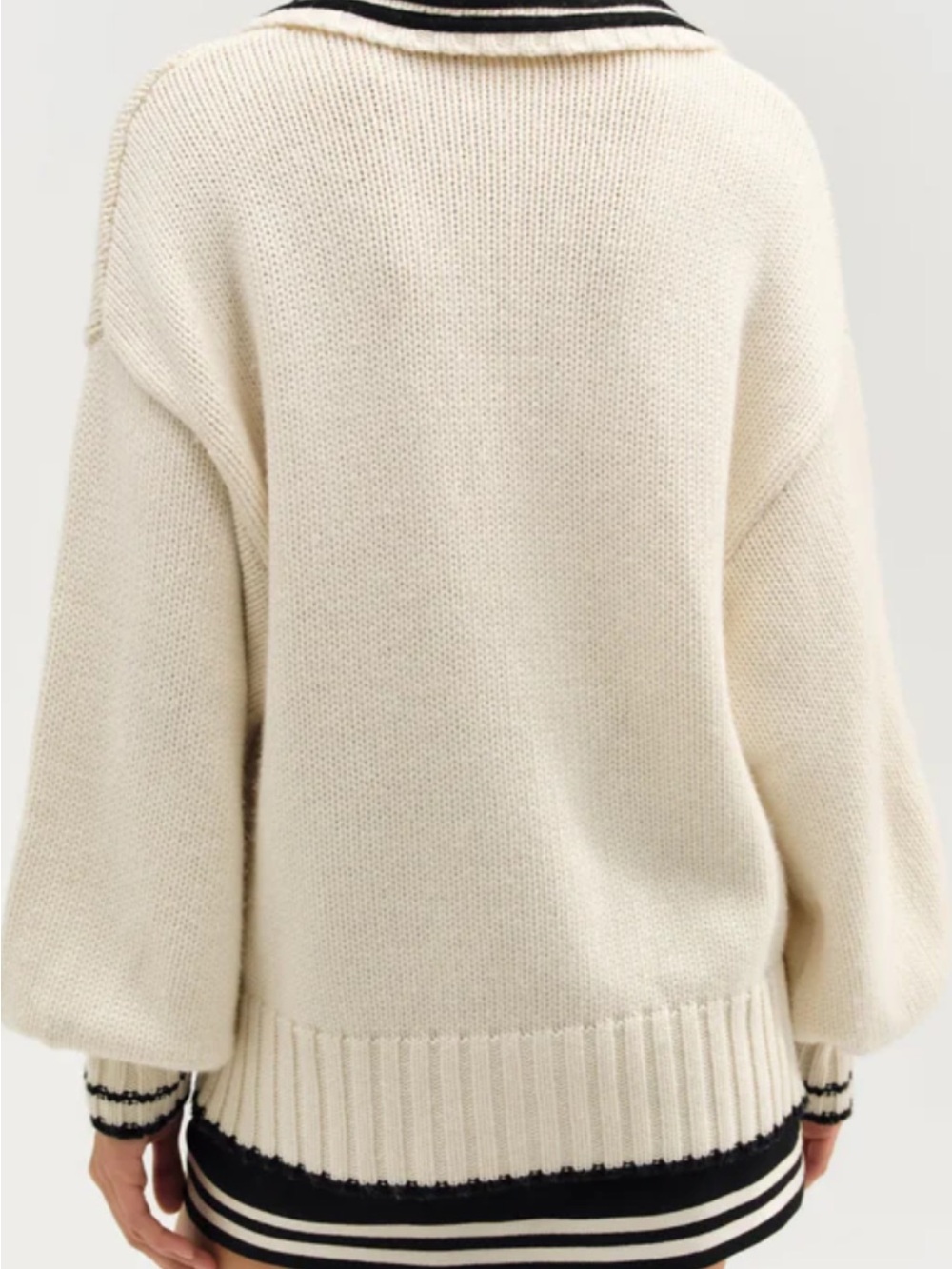 For Love & Lemons Marina Cream Knit Sailor Cardigan with Black Trim XS - Picture 2 of 15